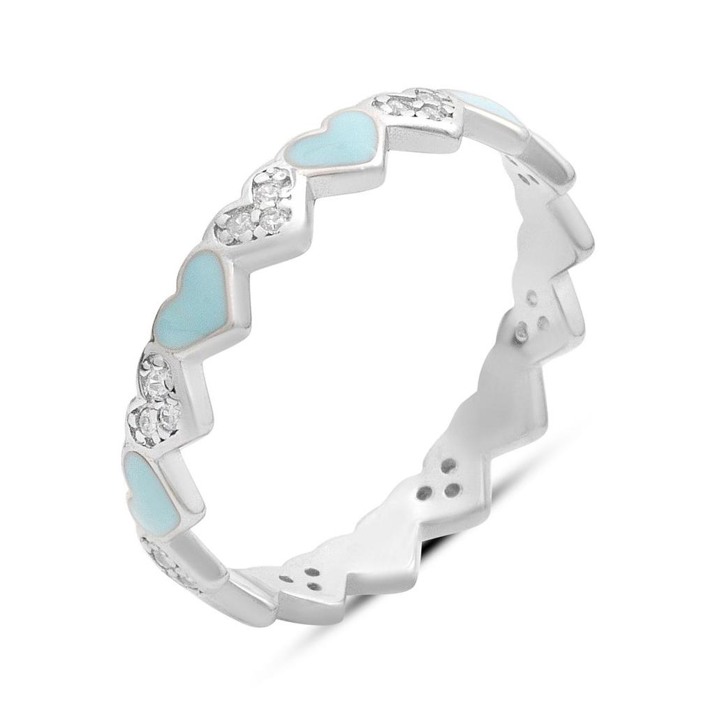 Серебряное кольцо с фианитами, емаллю, вес изделия 1,59 гр (60002260)