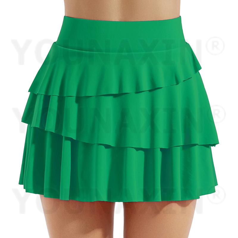 Damen Tennis Culottes Yoga Hohe Taille Tasche Fitness Plissee Rock Training Athletisch Laufen Sportshorts Futter S M L XL 2XL