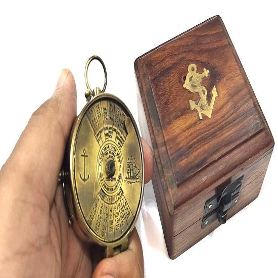 Vintage Nautical Compass 100 Year Calendar Compass Engraved Compass