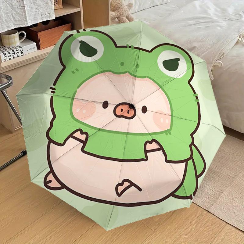 1PC Frog Pig Umbrella-8-Rib Reinforced, Automatic Open, Lightweight & Durable, Cute Fashion Accessory for Outdoor-Y0358