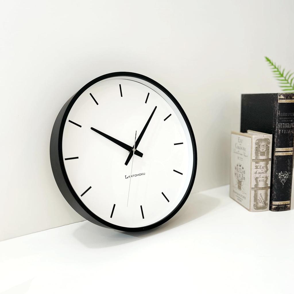 KATOMOKU zegar ścienny ze sklejki czarny zegar ścienny ciągły sekundnik radio km-49BKRCS 304mm (Zegar SKP)