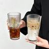 600ml pruhovaný skleněný kávový hrnek, sklo s brčkem a víčkem, na vodu, kávu a čaj, průhledné nádobí