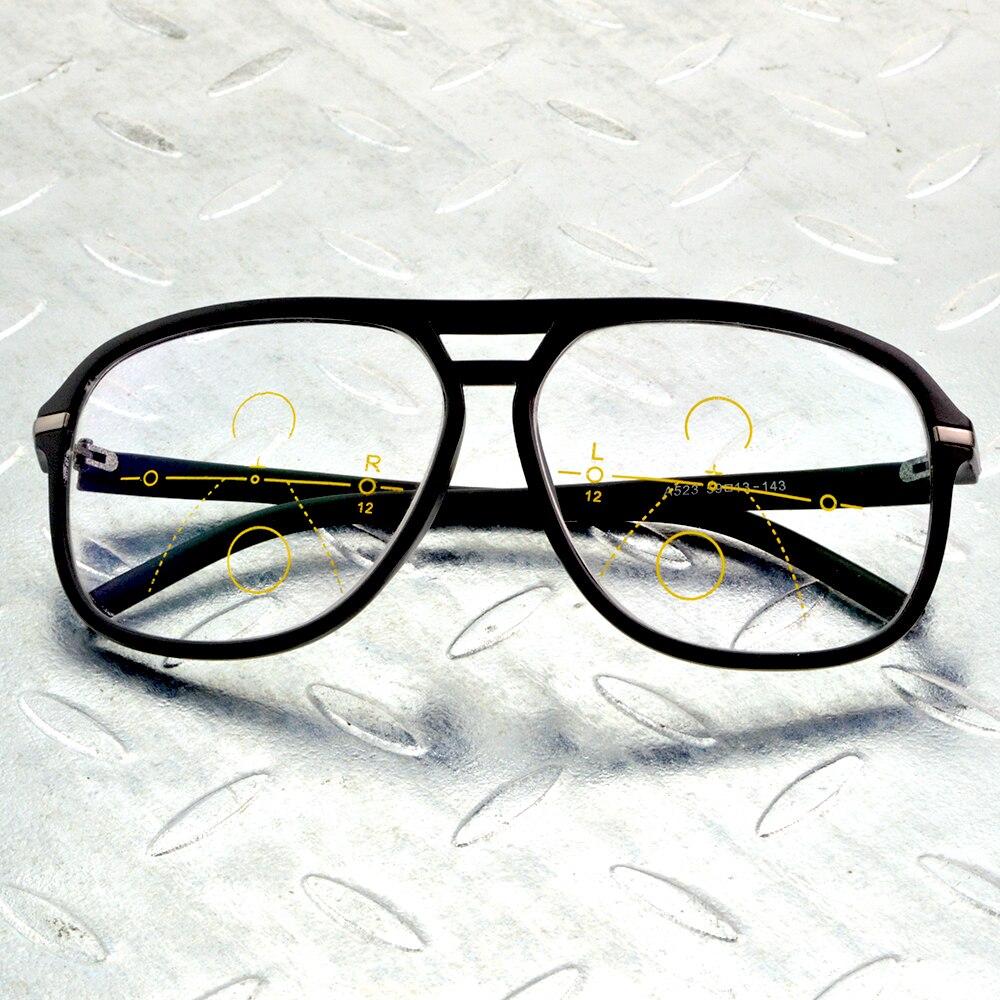 Handgefertigte TR90-Lesebrille mit Doppelsteg, Pilotenbrille, übergroße Gleitsichtbrille, Mehrschichtbeschichtung, +0,75 bis +4, Nah- und Fernsicht