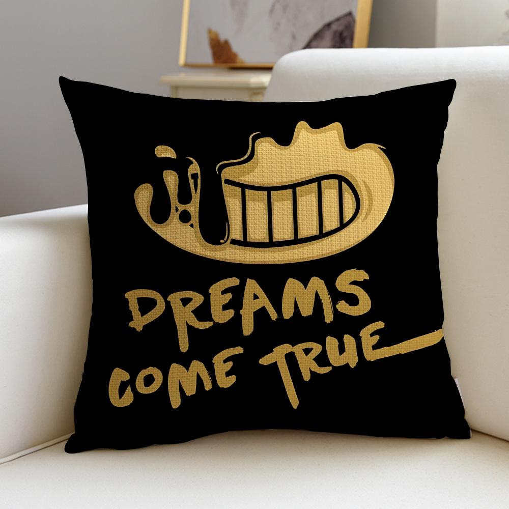 BBendy and the Ink MachineS Cushion Cover Breathable and Skinfriendly Linen Pillowcase Square Removable and Washable Cushion
