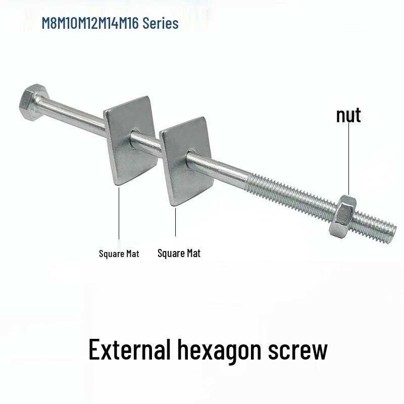 Industrial Through-Wall Galvanized Hex Bolt Sets