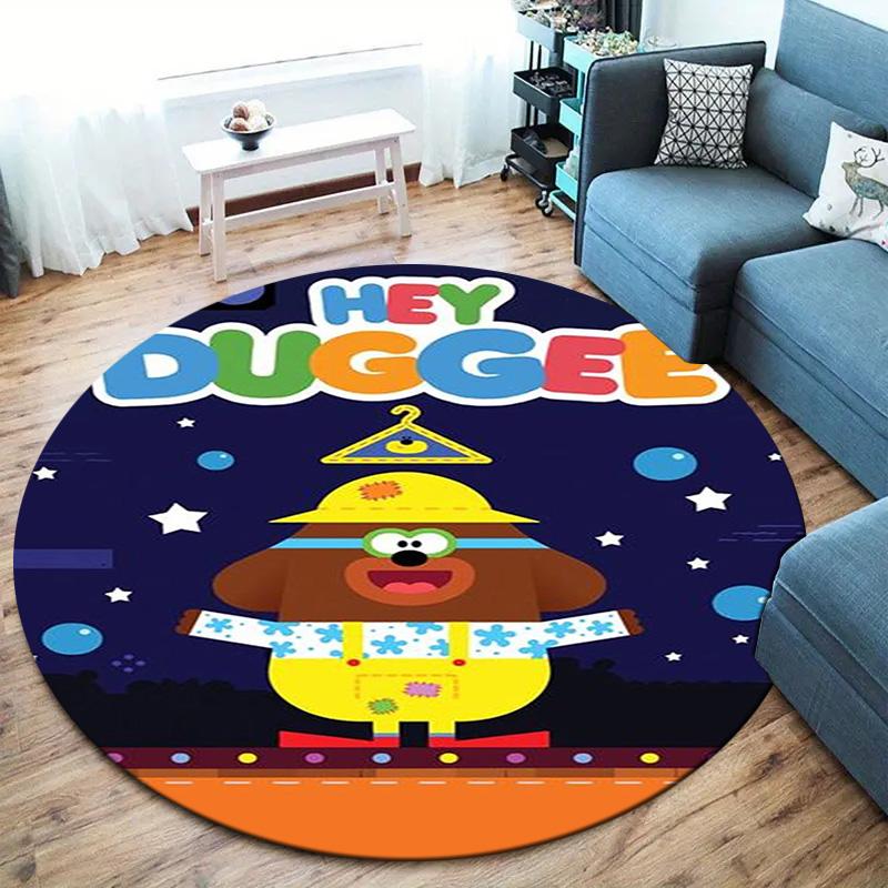Hey Duggee Round Area Rug,Carpet Rug for Living Room Bedroom Sofa Playroom Decor,Non-slip Floor Mat