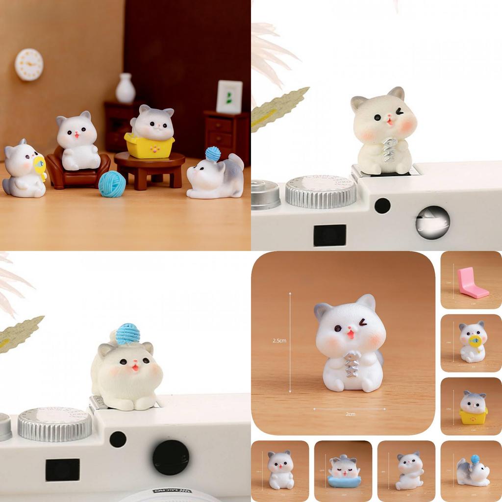 Cute Resin Cat Figurines For Fairy Gardens Miniature Desk Decorative Pieces