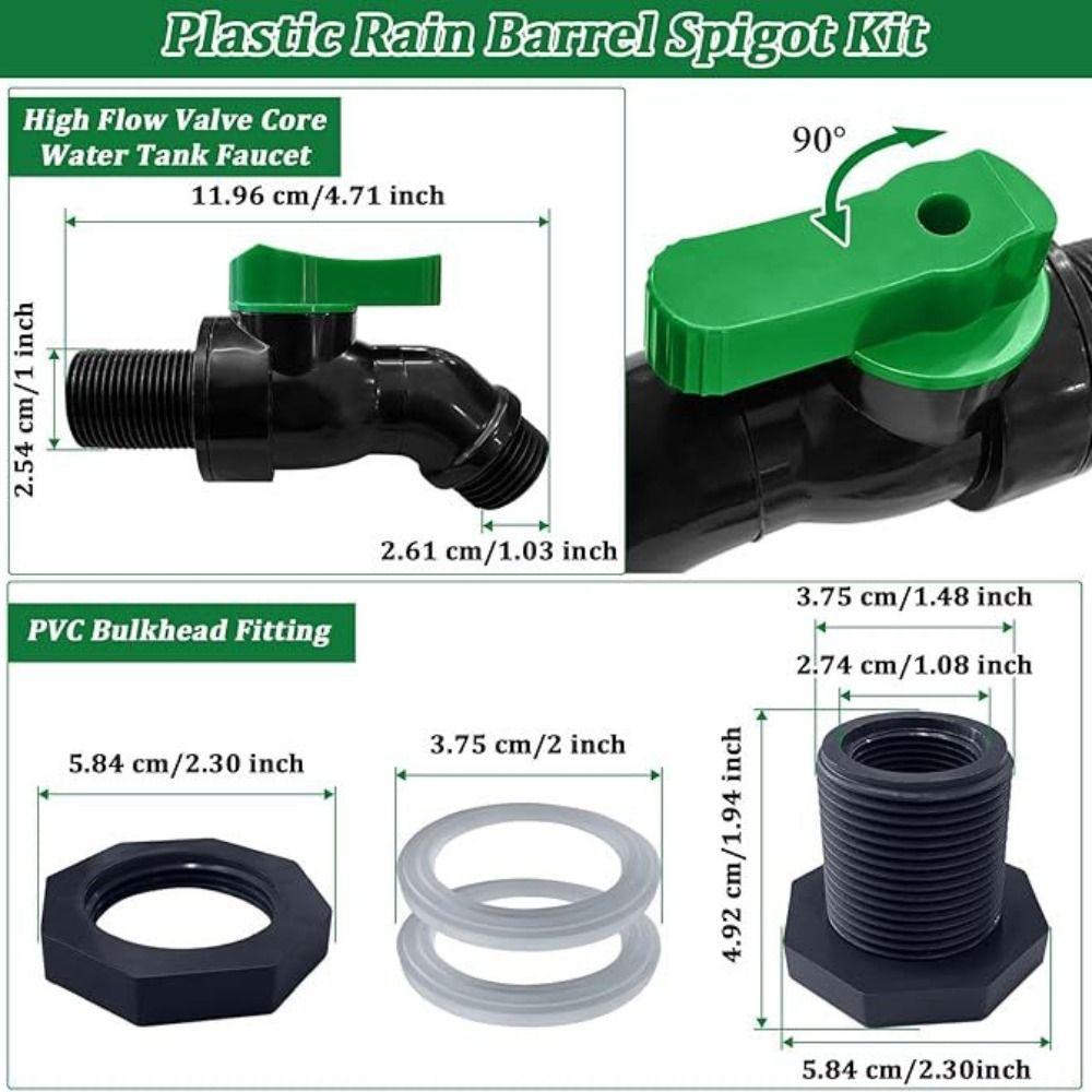 Downspout Collector Rain Barrel Spigot 3/4 GHT Thread Rain Barrel Kit  Outdoor Garden
