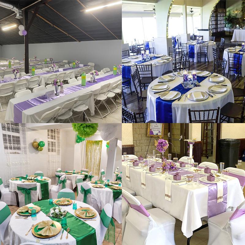 Solid Color Satin Table Runner with High-Density Locking Edge - Modern European Wedding Table Decoration