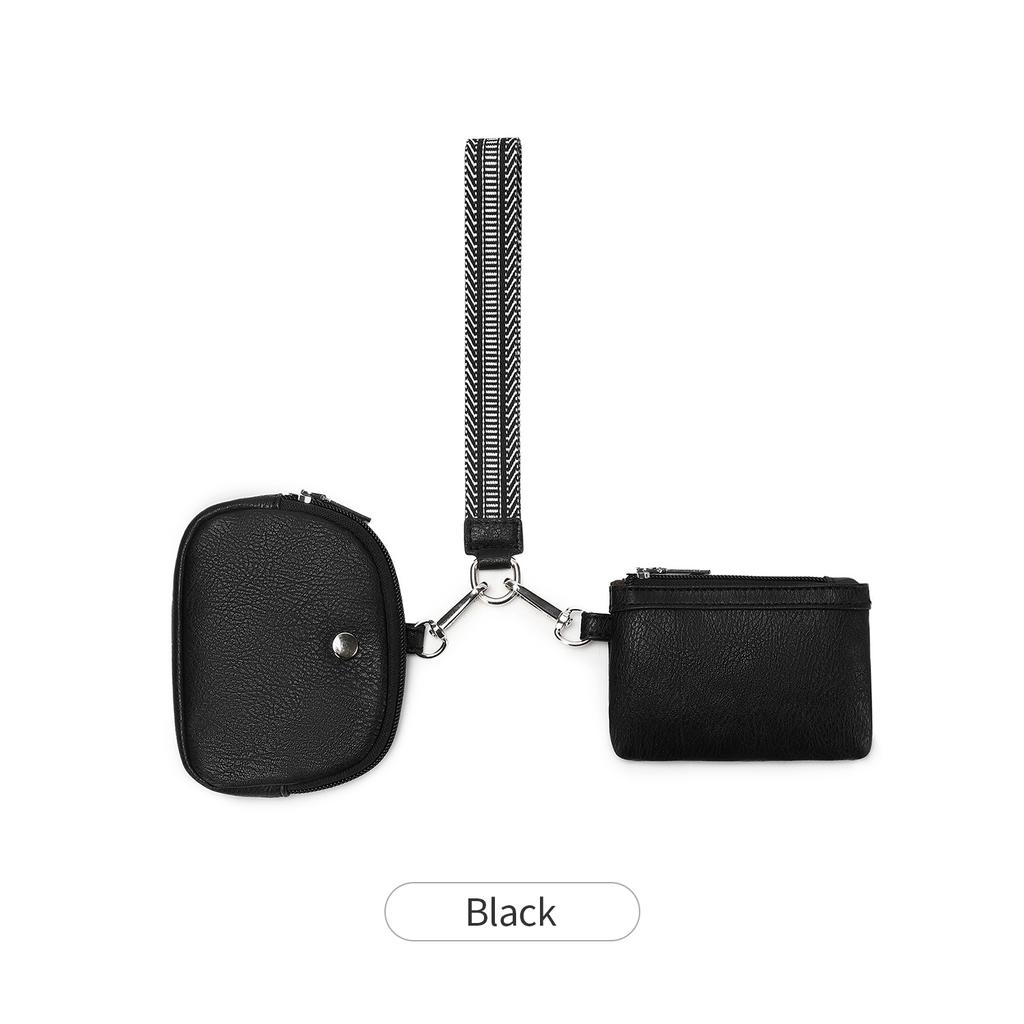 MIYIN Fashion Mini Zipper WristletWallet Women Double Pocket Wristlet Portable KeychainWallet Coin Purse Detachable Small Wallet