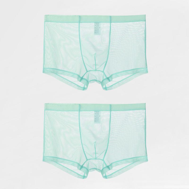 Полностью прозрачные мужские сексуальные трусы-боксеры, тонкая сетка Ice Silk, большой размер, четырехугольные трусы-боксеры с принтом Ice Silk L
