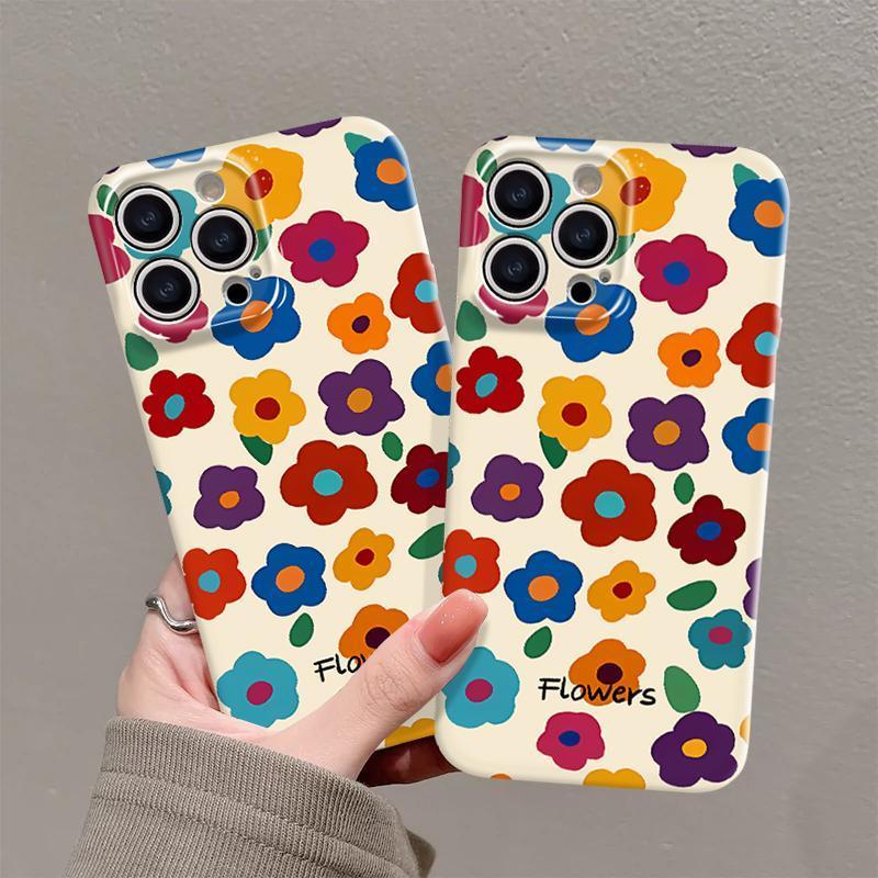 Retro Summer Garden Flowers Oil Painting Wave Back Cover For iPhone 14 13 11 12 16 Pro Max XS X XR 8 7 15 14 Plus Case
