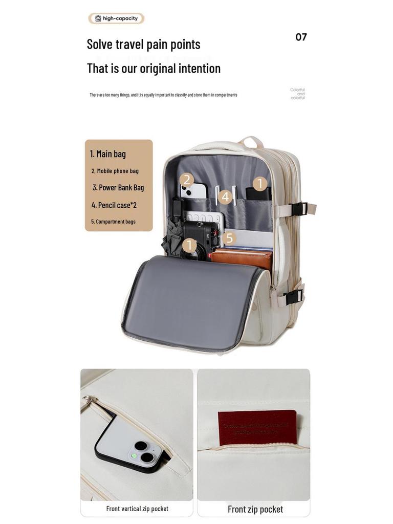 Lightweight Large-Capacity Backpack for Men & Women - Versatile for Business Trips, Short Travel, & Students
