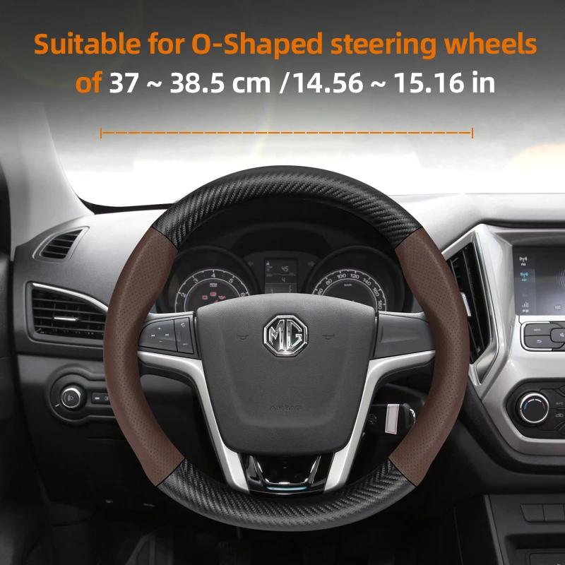 Suitable for Mg Breathable Hole Leather Matte Carbon Fiber Texture Steering Wheel Cover Suitable for Zs Mg3 Hybrid Luxury 2025