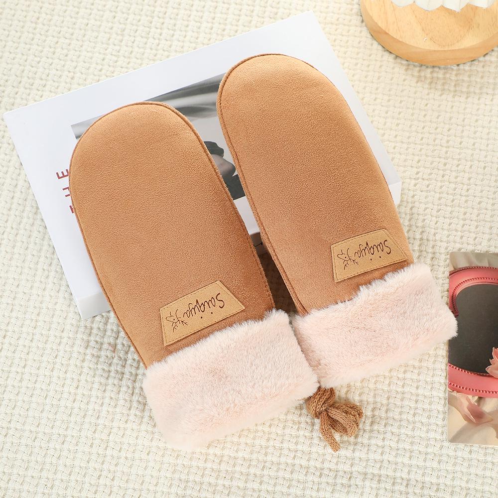 Women's Suede Winter Gloves: Warm, Fleece-Lined, and Windproof for Cycling and Driving