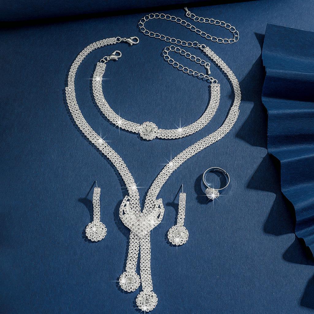 Modny Trend Damski Miedziany Łańcuszek z Pazurami Geometryczny Naszyjnik Kolczyki Bransoletka Zestaw z Cyrkoniami Prezent na Ślub Bankiet Imprezę Święta