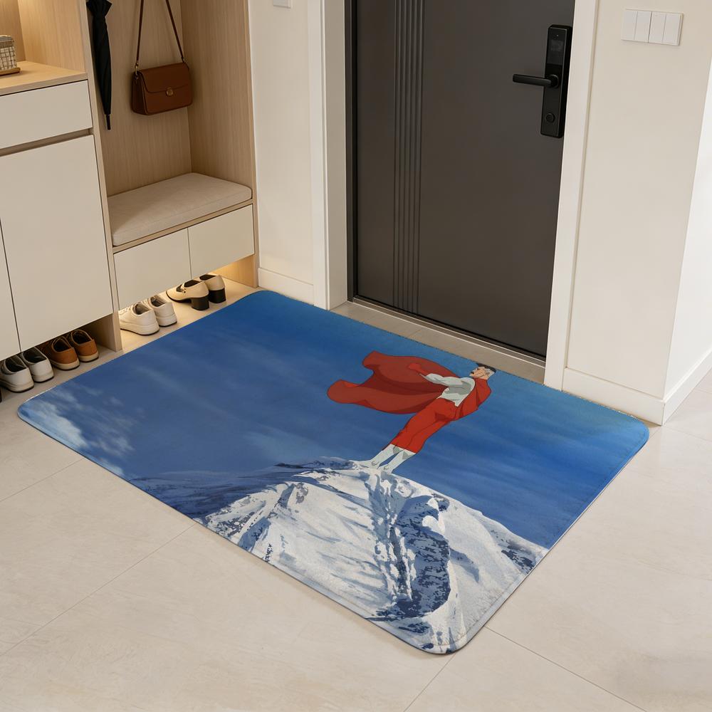 Tappetino da Pavimento Eroe Invincibile Anime Tappetino per Porta in Flanella Antiscivolo Assorbente Lavabile Tappeto da Interno per Casa