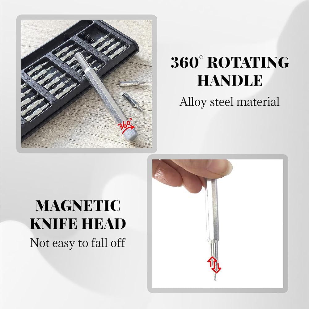Borola 25-in-1 Precision Screwdriver Set Magnetic S2 Steel Bits Tool Kit