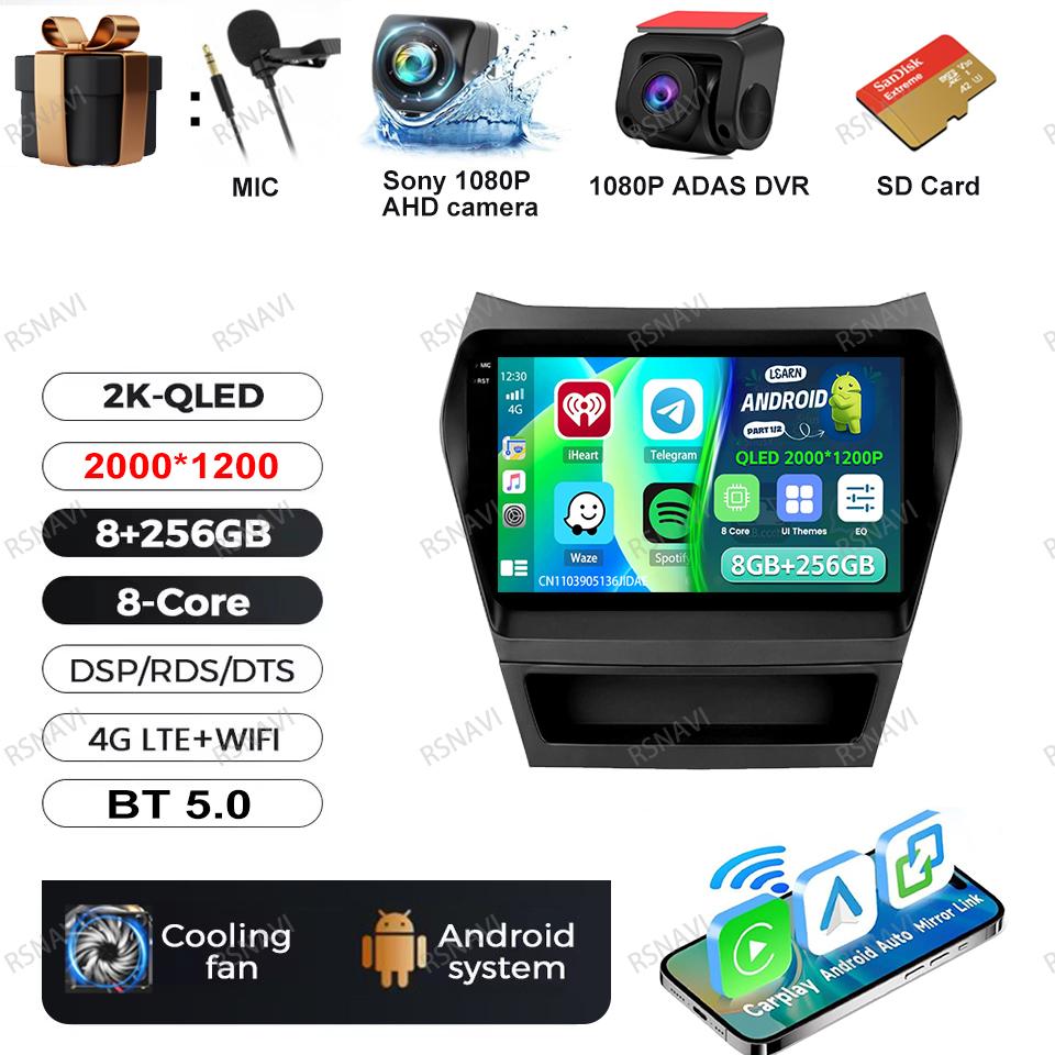 Car Radio Android 16 For Hyundai Ix45 Santa Fe 2013 2014 2015 2016 2017 Autoradio Qualcomm Navigation QLED BT GPS Head Unit DSP