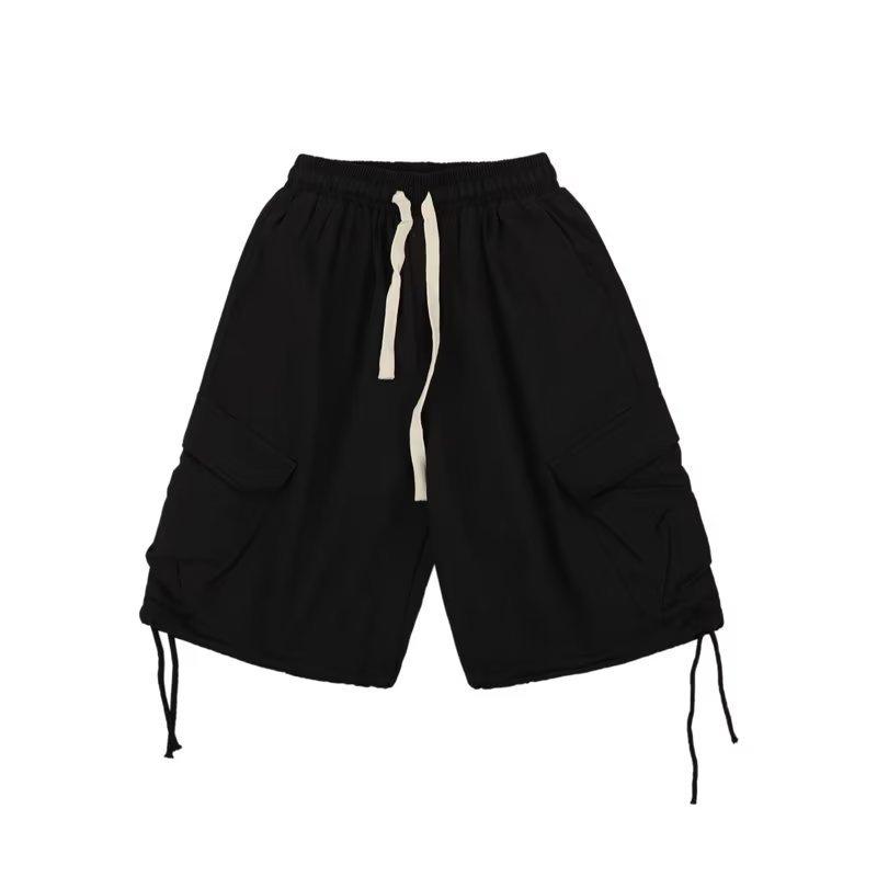 Men's Khaki Harajuku Pocket Shorts Cargo Pants Men Summer Boy Casual Knee - Length Shorts