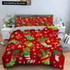 Red Christmas King Queen Duvet Cover Cartoon Santa Claus Bedding Set for Kid Boy Girl Happy Holiday 2/3pcs Polyester Quilt Cover