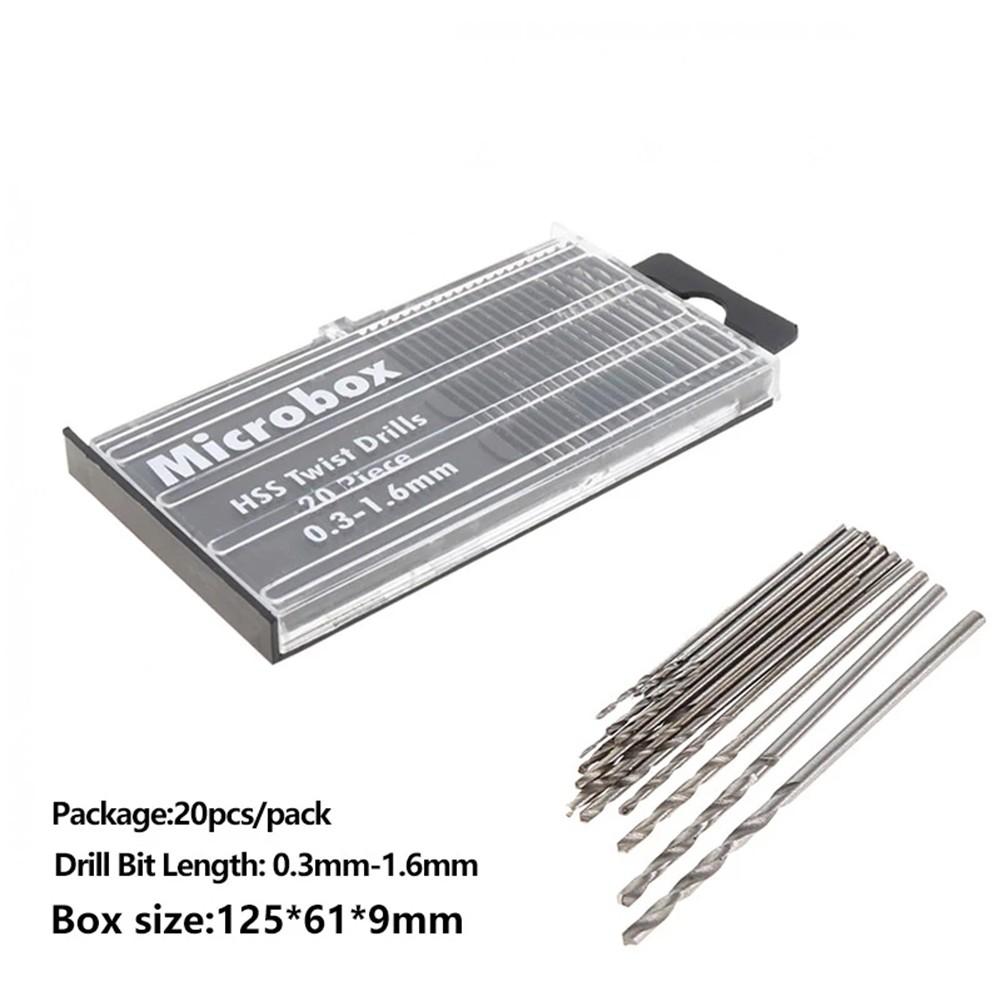 20Pcs Mini Drill HSS Bit Set For Rotary Tool Electric Tools Micro Drill Bits Set For Jewellery, Watch Repairing Drop Ship