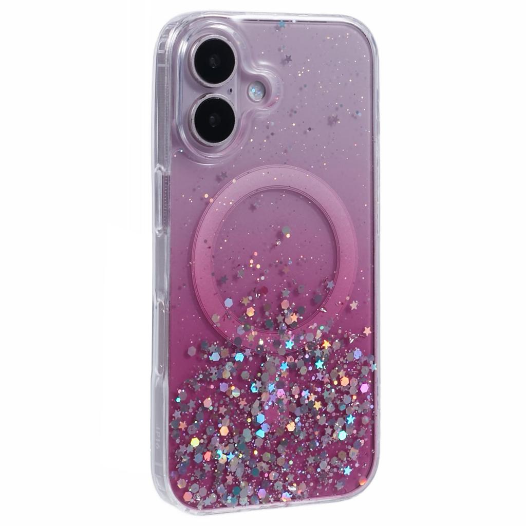 For iPhone 16 Plus Case Compatible with MagSafe Sparkle Epoxy TPU+Acrylic Phone Cover