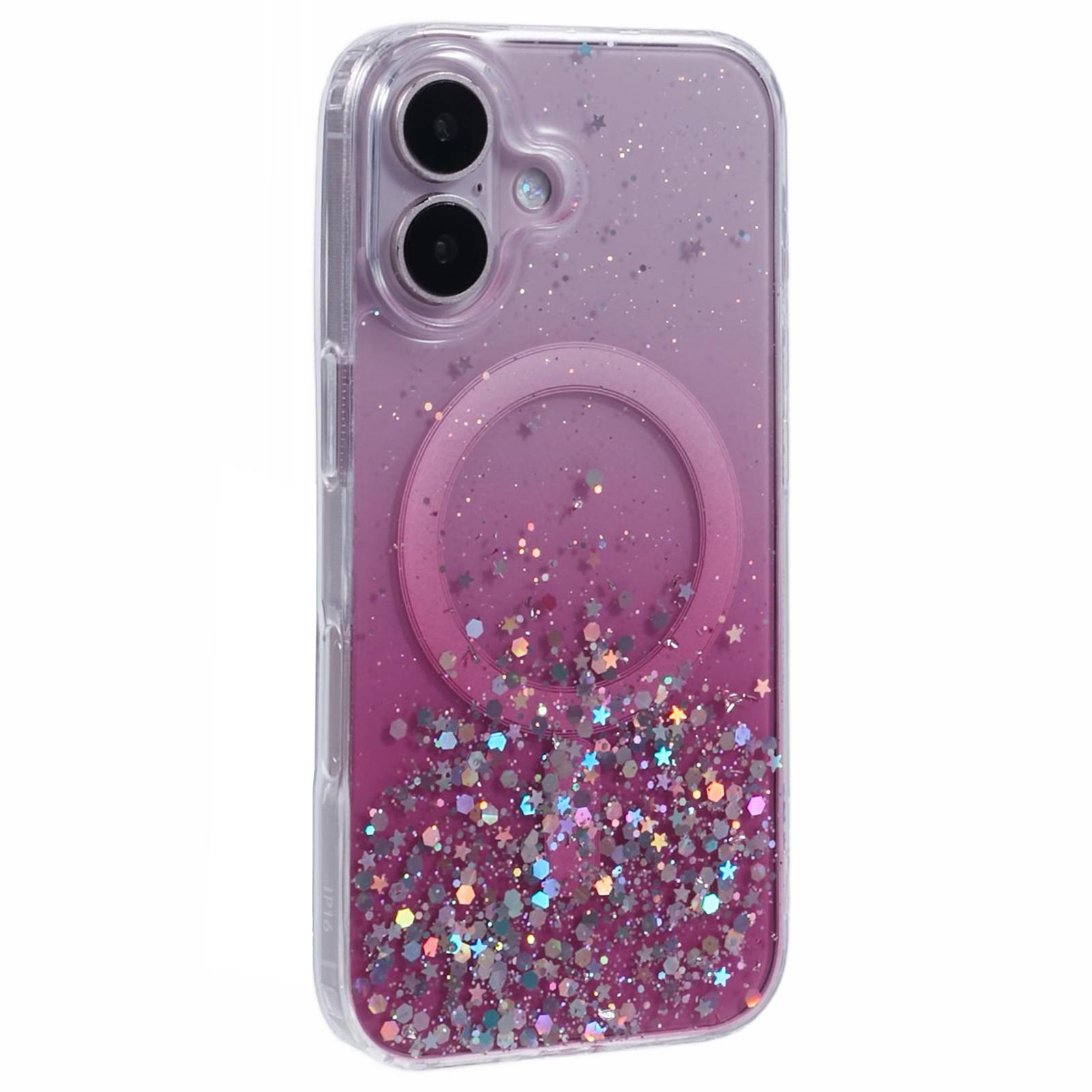 

For iPhone 16 Plus Case Compatible with MagSafe Sparkle Epoxy TPU+Acrylic Phone Cover E