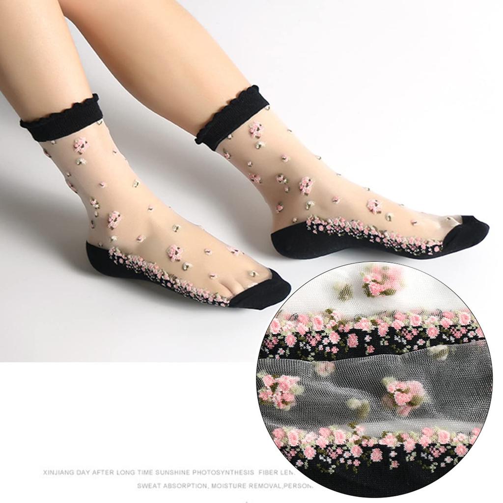 Καλοκαιρινές Φλοράλ Δαντέλα Υπερβολικά Διαφανείς Γυναικείες Κάλτσες Μήκους Μέχρι τον Αστράγαλο, Διάφανες Κάλτσες, Χαριτωμένες, Στενές, Κομψές, Αναπνέουσες, Λεπτές, Κάλτσες, Καλοκαίρι, Δροσερές, Κάλτσες,