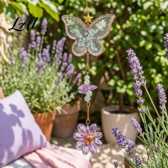 Birthday Gift for Her Butterfly Faux Crystals Suncatcher with Hook Hanging Sun Catcher Windows Sparkling Wind Glass Prism Decoration Chimes
