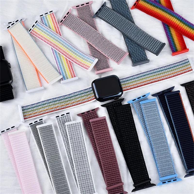 Nylon Band for Apple Watch Strap 49mm 45mm 41mm 44mm 40mm 42mm 38mm Adjustable Elastic Bracelet iWatch Ultra Series 3 4 5 SE 678