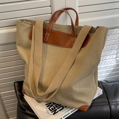 Canvas Bag Women's Large-capacity New Fashion Versatile Autumn and Winter Shoulder Bag Portable Bucket Tote Bag