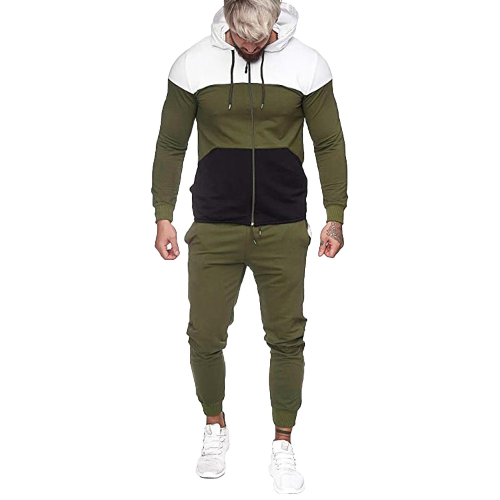 

Мужской весенний кардиган-свитшот с капюшоном и круглым вырезом, с цветными блоками XL зелёный