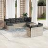 Vidaxl 9-Cz. Garden Furniture Set, Cushions, Light Grey Poly Rattan