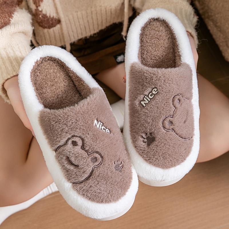 Frog cartoon cotton slippers autumn and winter leisure indoor home warm and comfortable plush household cotton shoes