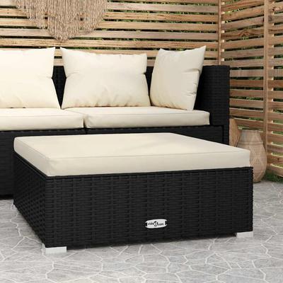 Vidaxl Garden Footrest, With Cushion, 70X70X30 Cm, Poly Rattan, Black