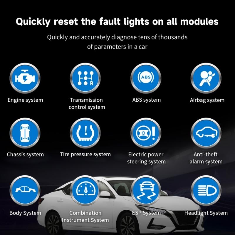 Advanced Vehicle Diagnostic Inspection Scanner For Vehicles Engine Transmission ABS Analysis 9 Languages 2.8Inch Display