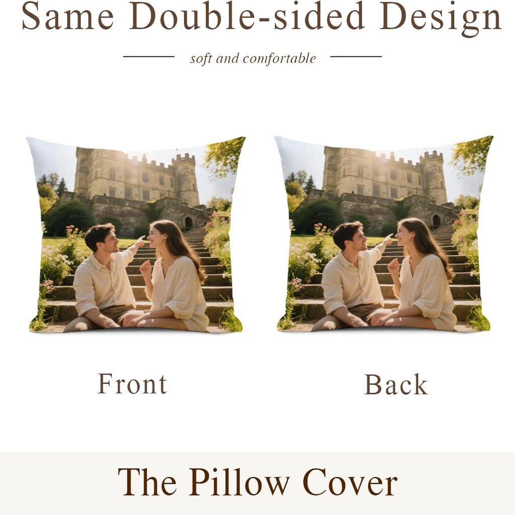 Personalized Throw Pillow Covers Custom Pillow Case with Photo Text Image, Square Pillowcase Cushion Covers for Sofa Couch Bed