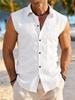 Men's Summer Sleeveless Stand-up Collar Slim Fit Shirt
