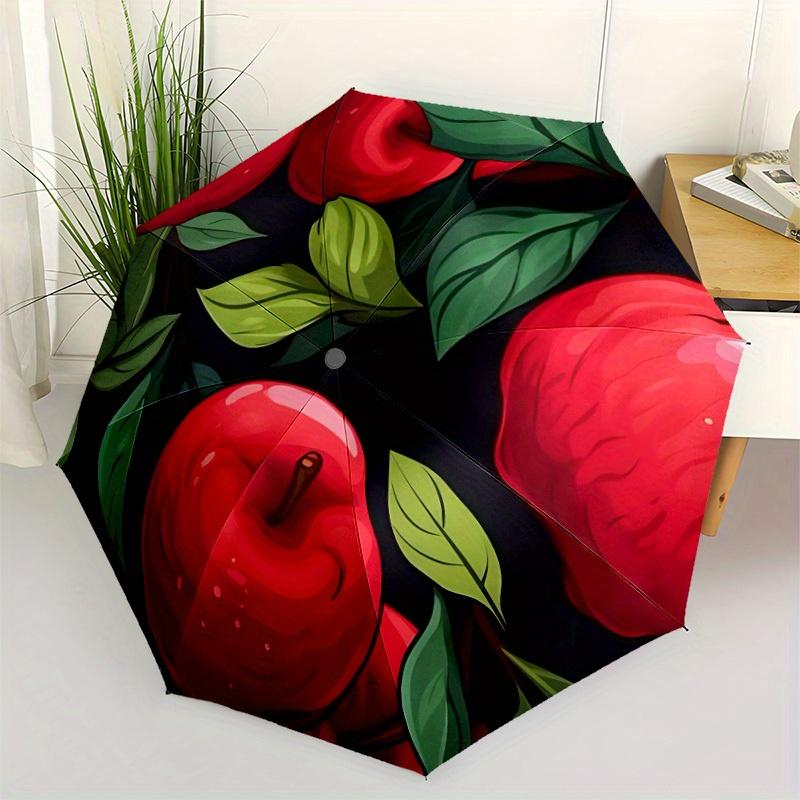 1pc Apple, FruitAutomatic Folding Umbrella, Portable & Foldable Design with 8 Ribs, Casual Outdoor Accessory Yy250804274