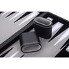 Luxury Backgammon 18" 45.5 Cm - High Quality - Faux Leather, Special Inlaid Felt, Pearly Chips and Dice (Black/White/Grey)