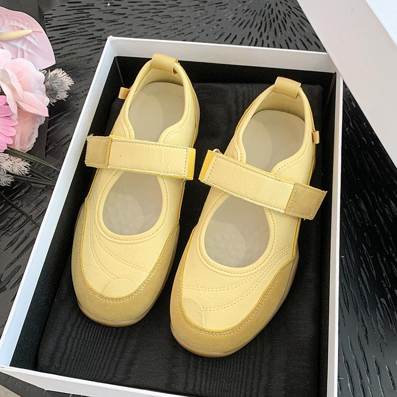 

Ballet women s shoes niche German training shoes Velcro versatile casual flat bottom shallow mouth single shoes 2025 summer Mary Jane shoes 40 жёлтый