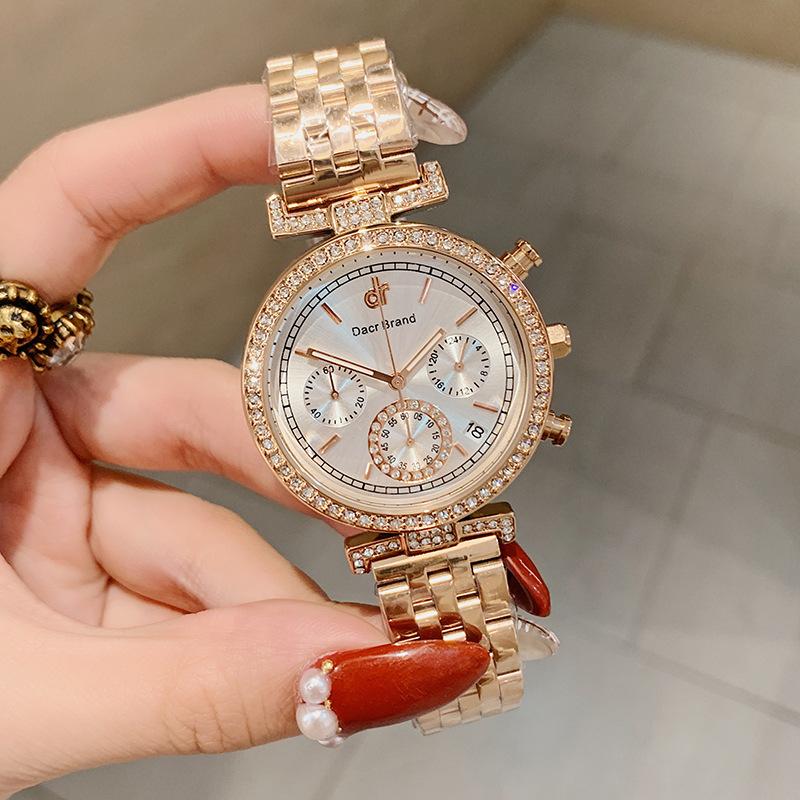 New Fashionable and Atmospheric Steel Band Women's Watch Small Three-hand Calendar Watch Women's Waterproof Quartz Watch