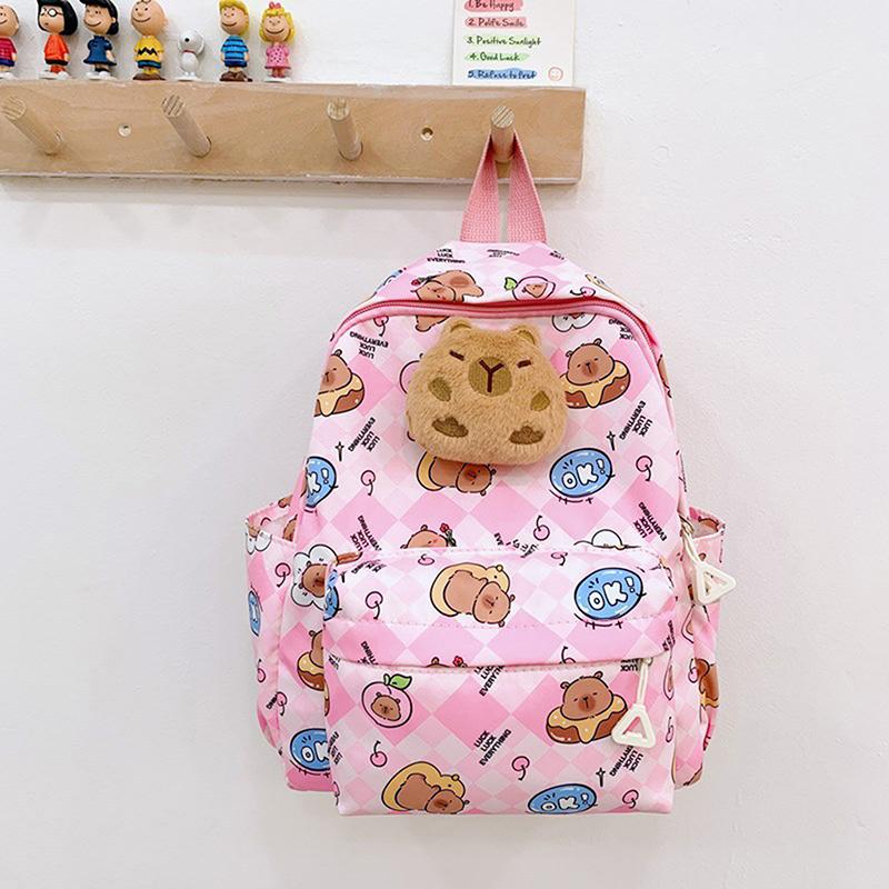 

Мультяшный рюкзак с капибарой, детский школьный рюкзак для детского сада, милая школьная сумка, большая вместимость, регулируемый ремешок, рюкзак, детские подарки розовый