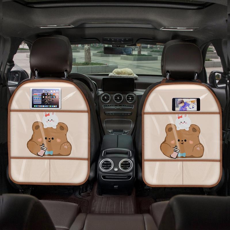 Auto Cartoon Anti-Tritt-Matte Rücksitzbezug Für Kinder Kicken Universelles PU-Leder Wasserdicht Auto-Sitzrücken-Schutzmatte