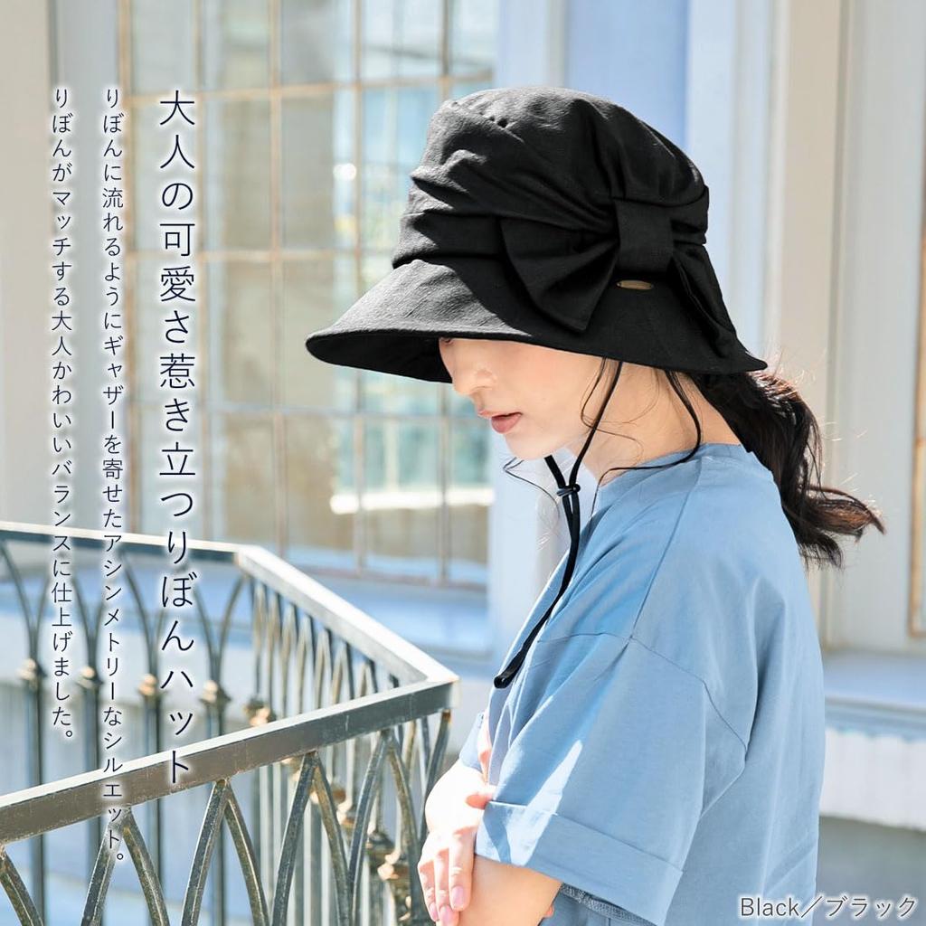 Královna Head UV Ochrana Široký Okraj Klobouk Boční Stuha Klobouk QUEENH Klobouk na Malý Obličej Velká Velikost UV Ochrana Klobouk pro Herečku Dámský [XL58.5-61cm-Černá]