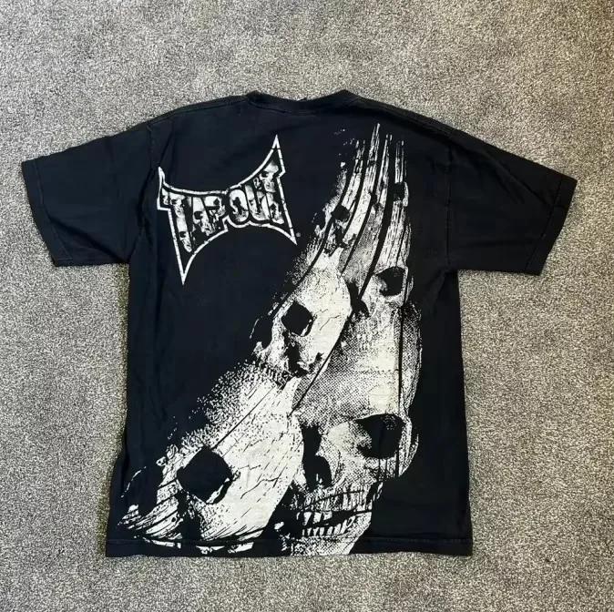 Y2K Tap Out Retro Fashion Cotton T Shirt Men Oversized Graphic Print Streetwear Short Sleeve Tee Distressed Graphic