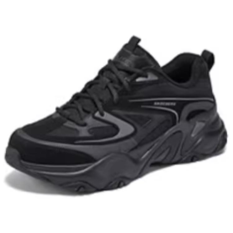 Skechers DLites 5.0 Panda Shoes Comfortable Versatile Shock Absorbing Durable Supportive Lightweight Increased Height Low Top Dad Shoes 232492-BBK