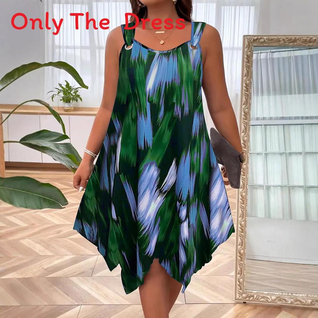 Geometric Pattern Sleeveless Dress With Gradient Colors For Casual Spring Summer Womens Fashion
