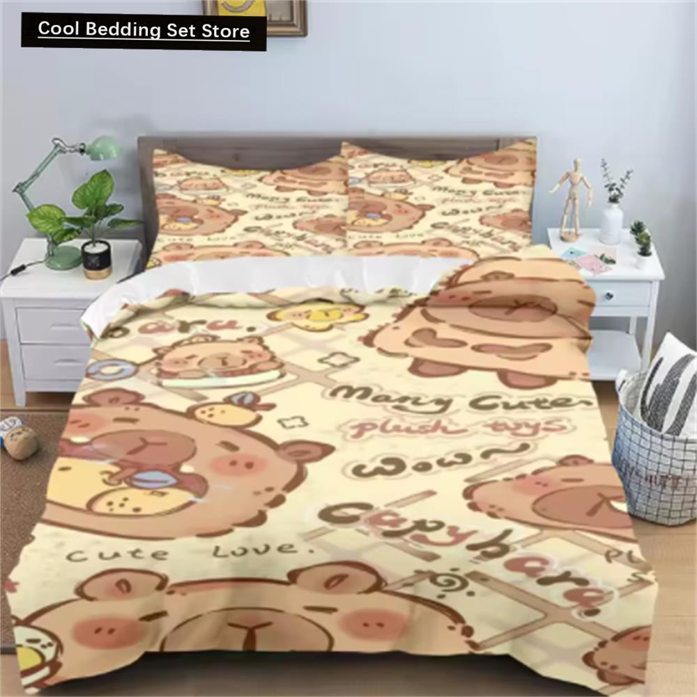 Comforter Capybaras Anime Bedding Printed General Children And Adult Set Queen Size Reactive Printing Quilt